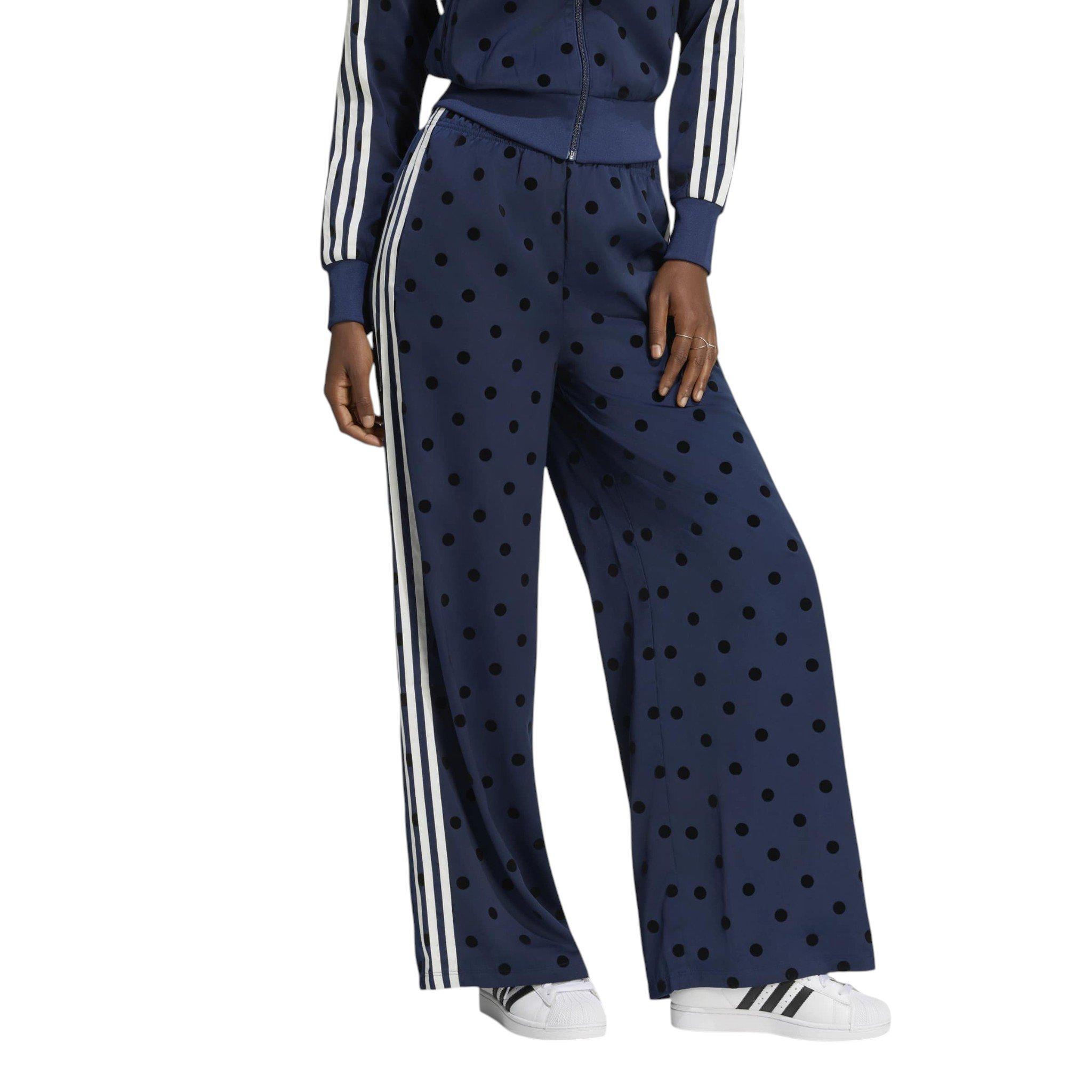 adidas Originals Women's Satin Polka Dots Wide Leg Pant - Indigo - INDIGO